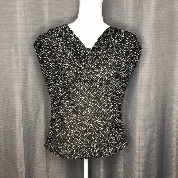 CHARLIE CALIFORNIA MEDIUM BLACK & CREAM BLOUSE VINTAGE - Picture 1 of 6